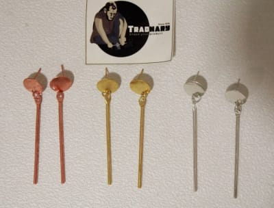 Copper Earrings In Thin Stick thumbnail 4