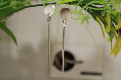 Silver Coated  Earrings In Thin Stick thumbnail 1