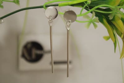 Silver Coated  Earrings In Thin Stick thumbnail 2