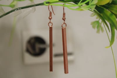 Copper Earrings In Rectangular Thin Stick thumbnail 2