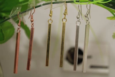 Copper Earrings In Rectangular Thin Stick thumbnail 3