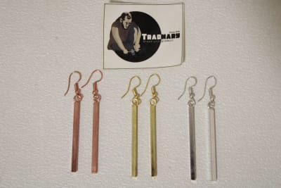 Copper Earrings In Rectangular Thin Stick thumbnail 5