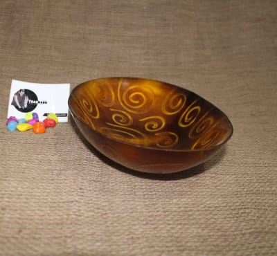 Resin Bowl In Dark Brown Round Line Design thumbnail 1