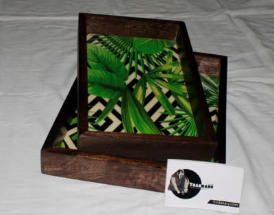 Serving Wooden Tray In Leaf Design thumbnail 2
