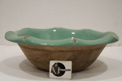Wooden Serving Bowl in Turquoise Color thumbnail 3