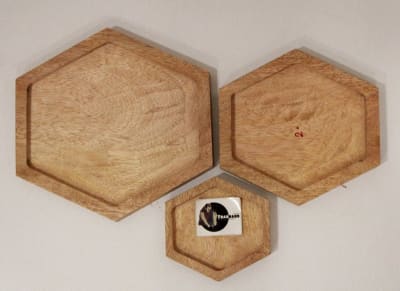 Wooden Serving Plate Set In Hexagon Shape thumbnail 5