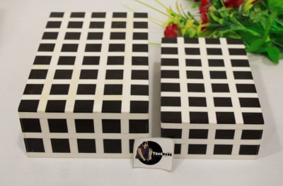 Black Resin Box In geometric Design thumbnail 2