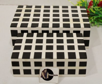 Black Resin Box In geometric Design thumbnail 3