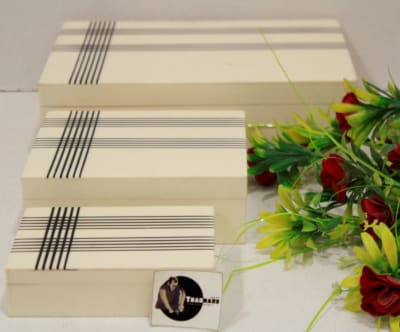 Three Resin Box In White Color With Geometric Design thumbnail 2