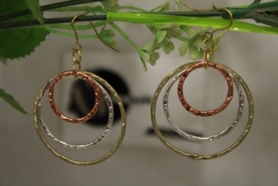 Copper, Brass & Silver Earrings In Circle Shape thumbnail 3