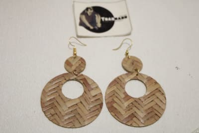 Brass Earrings In Rattan Inlay Design thumbnail 2