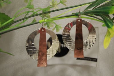 Silver Coated  Earrings With Copper Rope  Design thumbnail 2