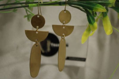 Circle Brass Earrings In One Strips Design thumbnail 1