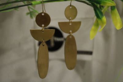 Circle Brass Earrings In One Strips Design thumbnail 2