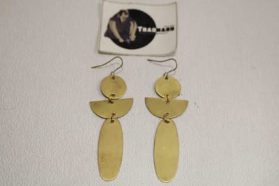 Circle Brass Earrings In One Strips Design thumbnail 3
