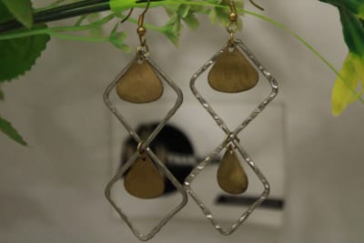Silver Coated Earrings In Two Strips Design thumbnail 1
