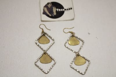 Silver Coated Earrings In Two Strips Design thumbnail 2