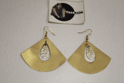 Brass Earrings In Trillion Shape thumbnail 2