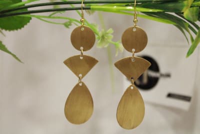 Brass Earrings In Cone & Circle Shape thumbnail 1