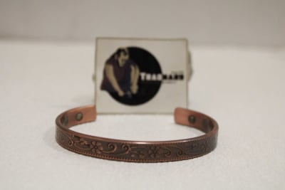 Copper Cuff In Etched Flower Design thumbnail 1