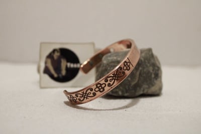Magnetic Copper Cuff With Carved Flower  Design thumbnail 3