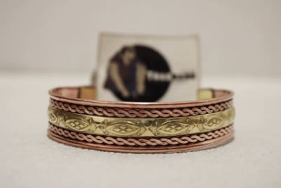 Magnetic Copper Cuff With Etched on Brass & Dual Copper Rope Design thumbnail 1