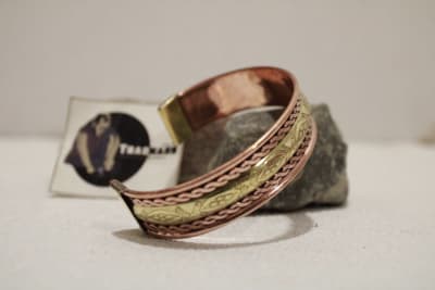 Magnetic Copper Cuff With Etched on Brass & Dual Copper Rope Design thumbnail 3