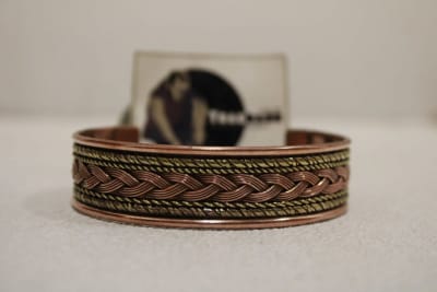 Magnetic Wide Copper Cuff With  Dual Brass & Middle Wide Copper Rope Design thumbnail 1