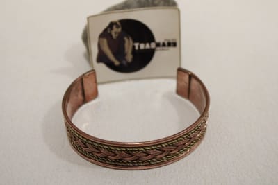 Magnetic Wide Copper Cuff With  Dual Brass & Middle Wide Copper Rope Design thumbnail 2
