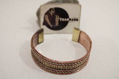 Magnetic Wide Copper Cuff With Etched Brass Rope Design thumbnail 2