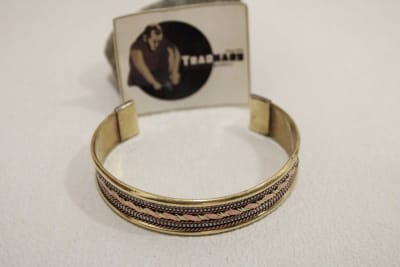 Magnetic Wide Brass Cuff With Copper Rope Design thumbnail 2