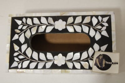 Mother Of Pearl Inlay Black Tissue Box thumbnail 4