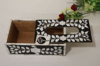 Mother Of Pearl Inlay Black Tissue Box thumbnail 5