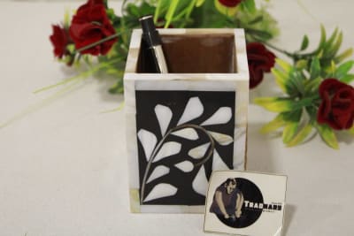 Mother Of Pearl Inlay Black Pen Holder thumbnail 3