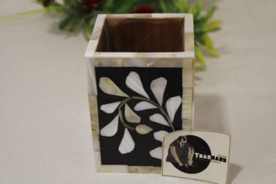 Mother Of Pearl Inlay Black Pen Holder thumbnail 4