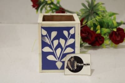 Bone Inlay Blue Pen Holder thumbnail 1