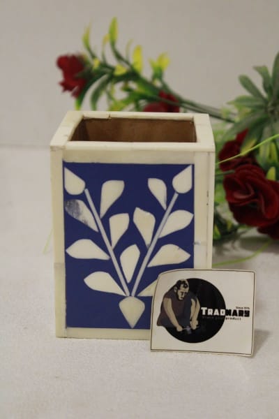 Bone Inlay Blue Pen Holder thumbnail 4