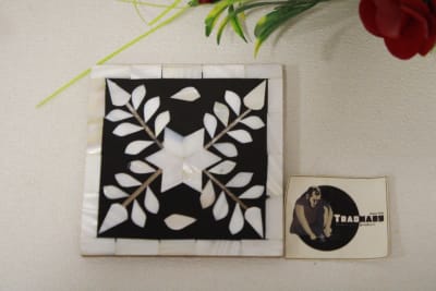 Mother Of Pearl Inlay Black Coaster and box thumbnail 3
