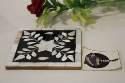 Mother Of Pearl Inlay Black Coaster and box thumbnail 4