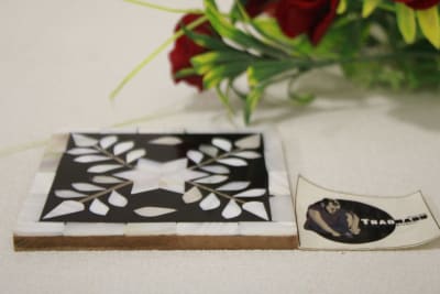 Mother Of Pearl Inlay Black Coaster and box thumbnail 5