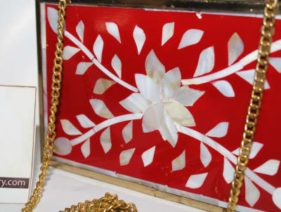 MOTHER OF PEARL INLAY CLUTCH HANDBAG thumbnail 2