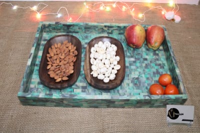 RESIN INLAY SERVING TRAY IN MOSAIC DESIGN thumbnail 1