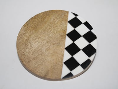RESIN INLAY COASTER IN B&W PATTERN thumbnail 2