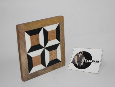 SQUARE B&W RESIN INLAY COASTER thumbnail 1