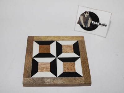 SQUARE B&W RESIN INLAY COASTER thumbnail 2