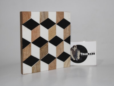 RESIN INLAY COASTER IN 3D CUBE DESIGN thumbnail 1