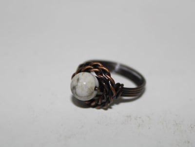 COPPER FINGER RING WITH AGATE RING thumbnail 1