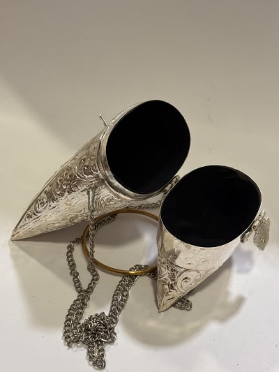 Silver Brass Clutch With Chain thumbnail 3