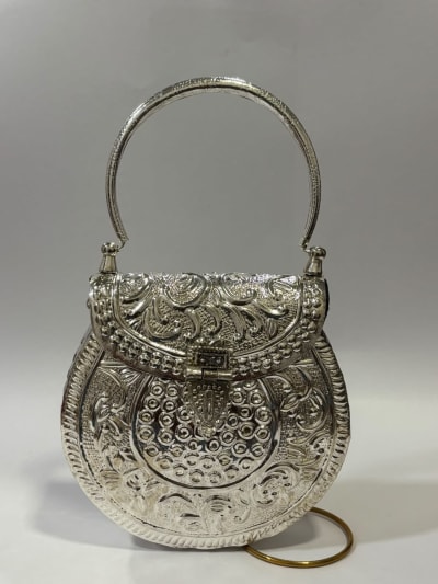 Silver Floral Brass Clutch thumbnail 1