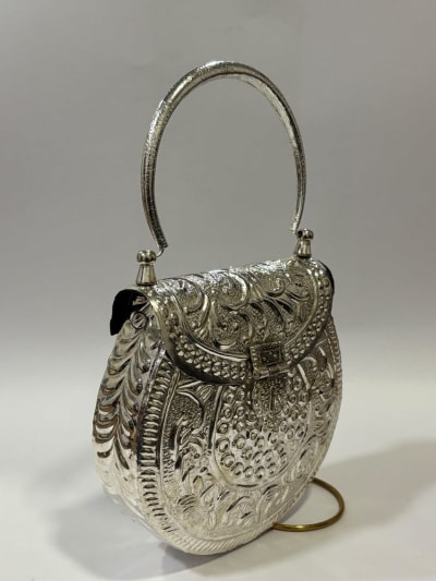 Silver Floral Brass Clutch thumbnail 2